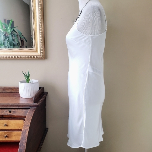 Maje White Satin Spaghetti Strap Slip Dress V-Neck Size Small - Picture 3 of 11
